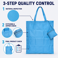 Sac de courses pliable matelassé avec logo personnalisé, sac de courses réutilisable en nylon écologique avec pochette, sac imperméable