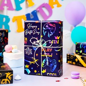 Papel de regalo holográfico con temática de controlador de videojuegos, 46.8 pies cuadrados, papel de regalo para niños de cumpleaños - Product Image 5