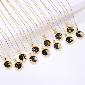 쉘 펜던트 조디악 목걸이 12 징후 스털링 실버 925 골드 디스크 펜던트 목걸이 생일 - Product Image 2