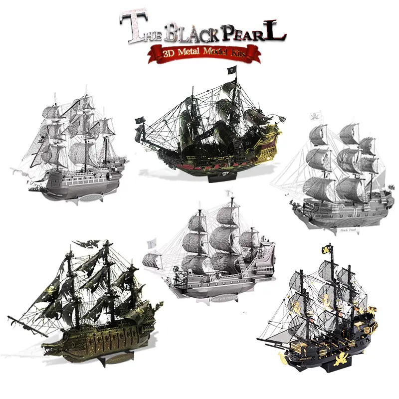 Piececool-barco pirata de la perla negra de la venganza de la Reina Ana, modelo de ensamblaje hecho a mano, juguetes 3D, rompecabezas de Metal para adultos