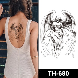 All'ingrosso impermeabile lavabile di lunga durata bellezza Sexy Body Art nero temporaneo angelo adesivo del tatuaggio - Product Image 3