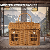 Panier de rangement en rotin tressé avec poignée, organisateur de cuisine écologique pour paniers cadeaux de mariage et de bonbons