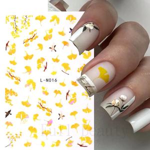 Pegatinas para Uñas con Diseño de <span class=keywords><strong>Hojas</strong></span> de Ginkgo, Calcomanías Otoñales, Decoración de Uñas con <span class=keywords><strong>Hojas</strong></span> de Arce, Adhesivo para Manicura DIY - Product Image 1