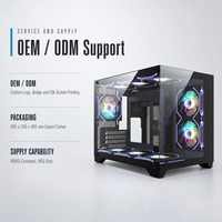 Boîtier d'ordinateur M-ATX personnalisable pour les joueurs, prend en charge le refroidissement liquide de 360 mm, double verre trempé OEM, vue sur la mer, tour moyenne pour PC