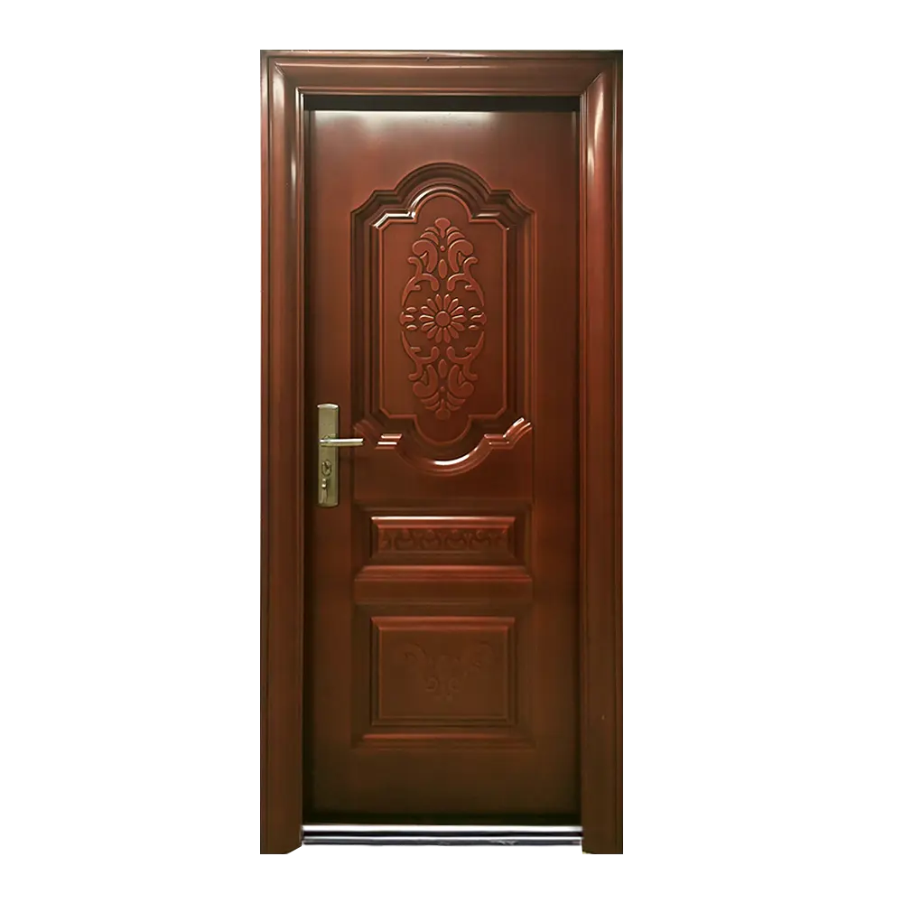 Puerta fuerte de acero inoxidable para habitación, 3 paneles con marco de acero, hoja oscilante para Villa, gran oferta