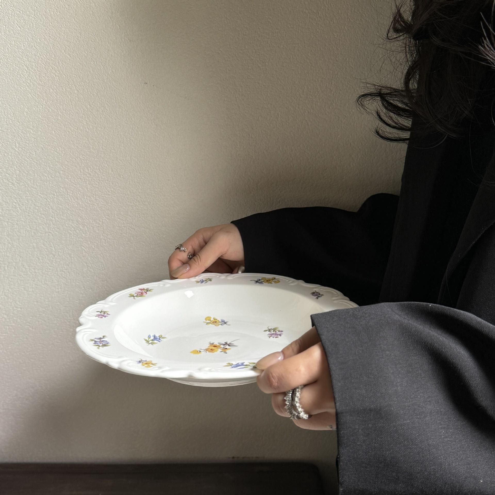 Romantic floral deep plate 23.5*3.5