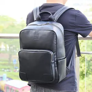 Luxury High-end Full Embossed Back Packs Big Capacity Rucksack Bags Black Vegan Pu Leather Custom Backpack With Logo