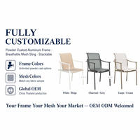 Chaises de jardin |   Fauteuil d'extérieur moderne en aluminium avec dossier en maille, empilable, pour salle à manger, chambre, hôtel et usage extérieur