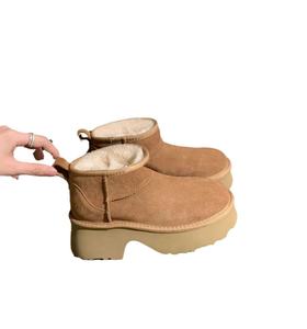 รองเท้าบูทลุยหิมะหุ้มข้อแบบคลาสสิกของผู้หญิงหนังวัวแท้พื้นเรียบนางเงือกขนแกะแท้ซับในกันหนาวสำหรับฤดูหนาวฤดูใบไม้ร่วง - Product Image 5