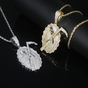 2023 New Iced Out Bling Full Diamond Men Boy Jewelry 5A CZ Death Skull <span class=keywords><strong>ciondolo</strong></span> Hip Hop - Product Image 5