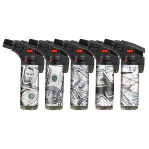 2025 nouveautés argent imprimer Logos personnalisés coupe-vent rechargeable barbecue bougie Jet torche inclinée briquets pour cigare - Product Image 6