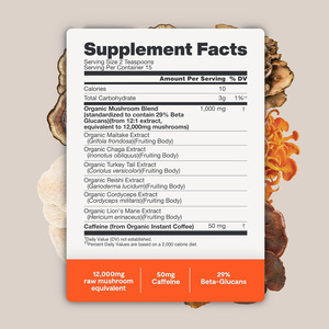 Café aux champignons 8 en 1 fabriqué aux États-Unis, certifié GMP, avec Lion's Mane, Chaga, Cordyceps, Turkey Tail, Nootropique, Énergisant, 200g - Product Image 2