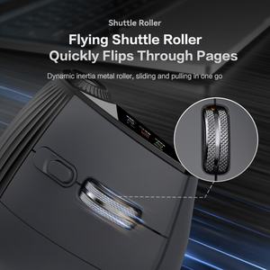 Souris verticale sans fil double mode, affichage 1600 DPI, optique, rechargeable, 9 boutons, ergonomique, rouleau de vitesse, rétroéclairage RVB, droite, en stock - Product Image 5