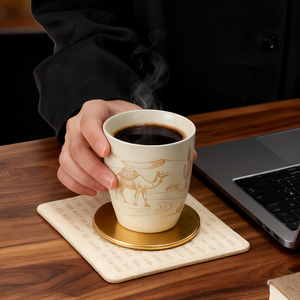 Tasses à café et à thé en porcelaine de style moyen-oriental 2025, <span class=keywords><strong>sous</strong></span> glaçure, couleur camel, cactus, sable, œuvre d'art en céramique, <span class=keywords><strong>tasse</strong></span> à expresso - Product Image 3