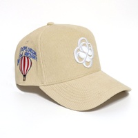 Gorra de béisbol de pana de 5 paneles para hombre, gorra de béisbol con bordado elevado en 3D personalizado, estilo de marco, algodón estructurado, deportes para correr