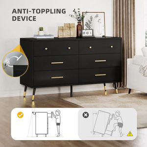 Tủ áo 6 ngăn màu đen, kiểu hiện đại, dùng để cất đồ trong phòng ngủ, sản xuất theo đơn đặt hàng (OEM/ODM) - Product Image 6