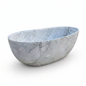 Luxury Custom-made Modern Oval Bathtubs Exclusive Arabescato Corchia Marble Freestanding Soaking Bathroom Vila Hotel - Product Image 2