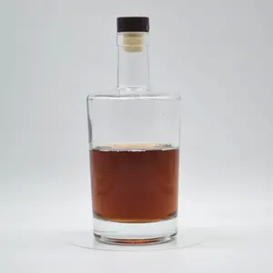 Leere breite runde phantasie form glas flasche 500ml für wein 500ml glasflaschen für geistern aufkleber seide drucken label mit deckel