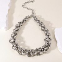 Collier simple couche en chaîne serpent électroplaqué style hip-hop pour femme, bijou statement transfrontalier euro-américain en métal lourd