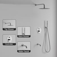 Système de douche thermostatique en laiton de qualité supérieure avec fonction eau froide et chaude, panneau dissimulé, douche pluie murale