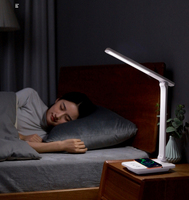 Lampe de bureau électrique simple en ABS avec LED, recharge sans fil, commande tactile, luminosité réglable en continu, pliable, minimaliste, flexible, lampe d'étude 5V