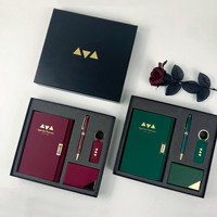 Coffret Cadeau A6 70% de Carnets de Bureau à Feuillets Mobiles Gaufrés, Porte-Cartes de Visite, Porte-clés, Souvenir Haut de Gamme pour Conférences