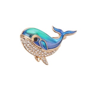 Broche de Golfinho em Liga Metálica com Efeito Gota de Óleo, Estilo Desenho Animado, Criativo, em Formato de Baleia, Elegante e Versátil, Acessório de Alfinete Animal para Mulheres - Product Image 5