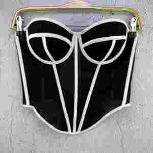 I-0644 Hot Selling Women's Elegant Summer Bra Fishbone Breast Cup Top Retro Slim-Fit New Mesh Small <b>Vest</b> Adjustable Straps Bras - Product Image 2