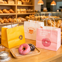 Sacs à gâteaux et desserts personnalisés en papier kraft recyclé imprimé en couleur avec poignées torsadées, résistants à la graisse et de qualité alimentaire