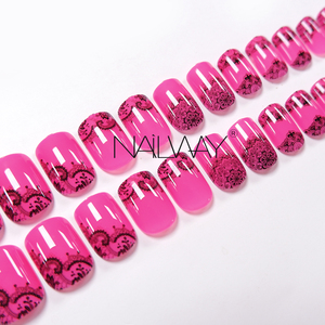 Faux ongles à presser en gros, couverture complète, rouge rose pur, 24 pièces, ABS, pré-conçus, <span class=keywords><strong>art</strong></span> des ongles avec colle - Product Image 1