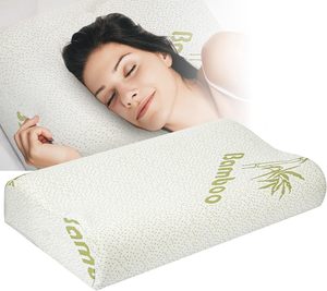 Oreiller cervical orthopédique en mousse à mémoire de forme avec logo personnalisé, en fibre de bambou et mousse, pour le sommeil - Product Image 1