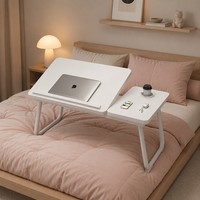 Table de lit pliable réglable en hauteur, support de bureau portable en bois pour le travail, les études, la maison, le bureau, la chambre à coucher, le dortoir