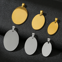 Hongtong – Pendentif ovale en acier inoxydable en forme de cœur, personnalisable, à graver, pour nom, logo ou identification, bijou vierge