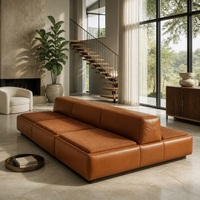 Grand canapé modulaire en cuir véritable, écologique, moderne et luxueux pour salon