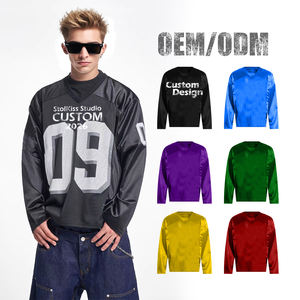 Streetwear à manches longues imprimé par sublimation DTG personnalisé Maillot de hockey sur glace vierge vintage Vêtements de sport d'entraînement - Product Image 1