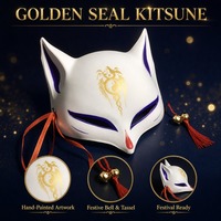 Masque de renard Kitsune japonais, lot de 8 pièces, Halloween, fête de remise de diplôme, festival doré, peint à la main, écologique, imperméable, cosplay