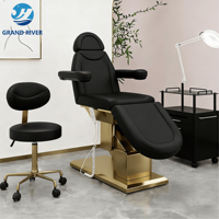 Lit de massage électrique de luxe doré pour salon de beauté, mobilier de salon moderne sur mesure, table de massage, chaise de soin du visage, lit de spa pour esthétique