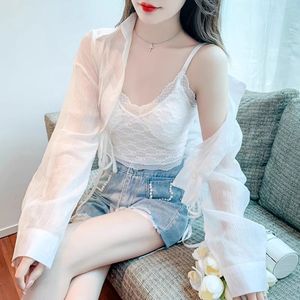 Camisa elegante de chifón con cordón para mujer, protección solar, perfecta para el verano, protección UV, ropa para exteriores - Product Image 3