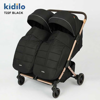 Poussette double pour bébés Kidilo, châssis en alliage d'aluminium, poussette double avec capote complète, inclinable, siège et position allongée, poussette chariot pour tout-petits