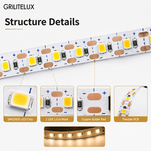 Bande LED 2835 120 LED/m 12V PCB 8mm 8.3mm Longueur personnalisable Haute IRC Conception mini-coupée pour profils encastrés - Product Image 2