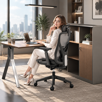 Bureau de direction moderne en L avec armoire de rangement et chaise de bureau ergonomique en maille – Ensemble de mobilier de bureau commercial pour projets professionnels