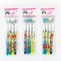 Lápices Negros Surwin Lindos y Atractivos, Reemplazables, Multipunto, Sin Necesidad de Sacapuntas, con Borrador, Cuerpo de Plástico, Juego de 4 Piezas, 14.5cm, para Niños Escolares
