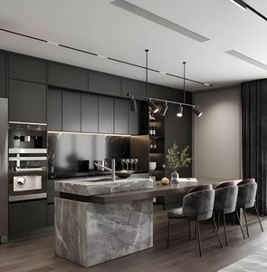 Gabinetes de Cocina Modulares Modernos y Ecológicos Personalizados, Juego Completo con Estructura de Madera Contrachapada, Puertas de Vidrio, Correderas para Cajones, Bisagras y Accesorios - Product Image 1