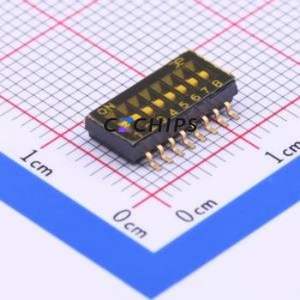 DSHP08TSGET DIP Switch SMD-16P,5.4x11.7mm Switch Flat Toggle, Groove Type Single Pole Single Throw 8 1.27mm - Product Image 1