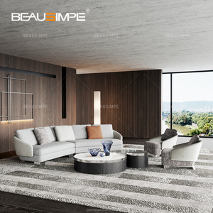 Lawson Housse de canapé <span class=keywords><strong>ronde</strong></span> incurvée moderne pour salon Ensemble de canapé d'angle multi-combinaison de forme spéciale en tissu et cuir - Product Image 3