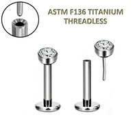 Boucles d'oreilles tendance Freya en titane ASTM F136 sans filetage, labret à poussoir, clou d'oreille en zircon pour femme, bijoux de piercing en gros