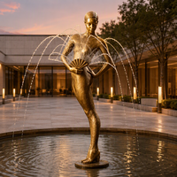 Fontaine décorée élégamment avec une statue de femme dansante en bronze, disponible pour la personnalisation et la vente