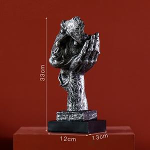 Ornamenti per la Casa dal Design Astratto Statua in Resina il Silenzio è Oro del Pensatore Creativo Astratto Scultura Decorativa in Resina - Product Image 6