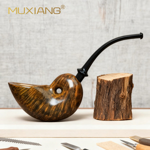Muxiang Briar Wood Tobacco Pipe Bent Shape 3mm Filter Mouthpiece Handmade Smoking Pipe - Product Image 4