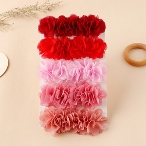 Diadema suave de nailon para bebé, diadema elástica con flores de gasa, accesorios florales ligeros para el cabello para niñas recién nacidas - Product Image 4
